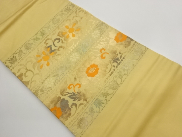 JAPANESE KIMONO / NAGOYA OBI / HIKIHAKU / WOVEN ABSTRACT FLOWER 